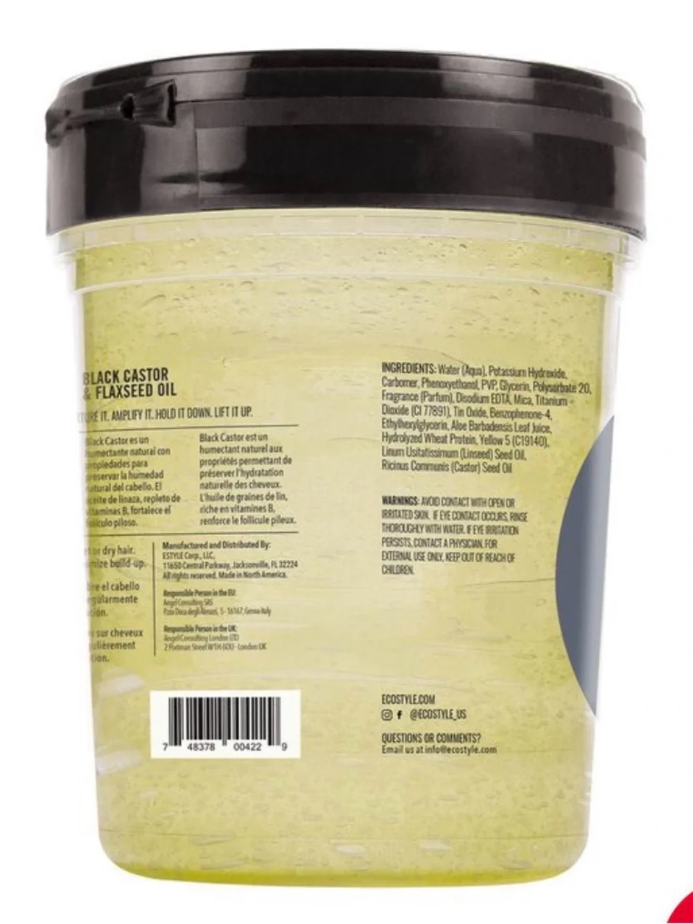 ECO Style Black Castor & Flaxseed Oil Styling Gel - 32 oz